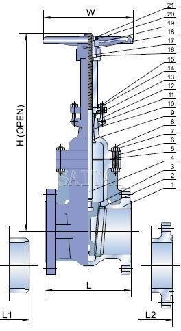 Materials of Cl 150 Lb Cast Steel Gate Valves