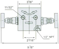 EN5-13 SS-M2F8型五阀组外形尺寸图